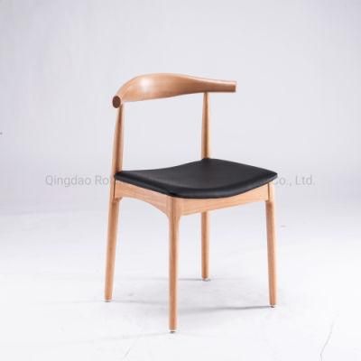 North European Style Hans Wegner Elbow Dining Chair Wooden Ox Horn Elbow Chair