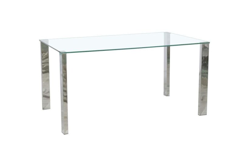 Hot Sale Home Furniture Modern Tempered Transparent Square Glass Dining Table