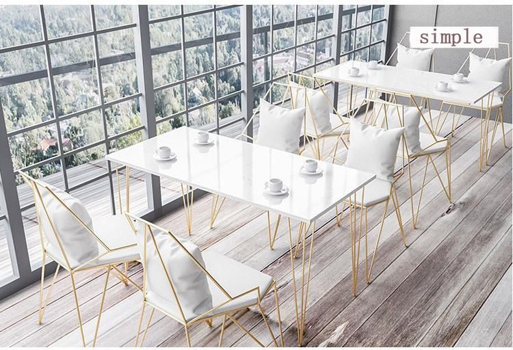 Modern Restaurant Dining Table and Chair Set French Fashion Multi-Person Dining Table and Chair Simple Nordic Soft Bag Chair MDF Table Gold-Plated High-Grade