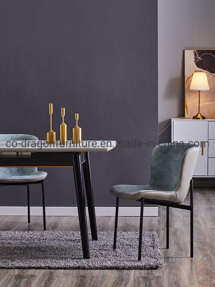 Modern Luxury Home Furniture Leather Metal Legs Dining Chair Set