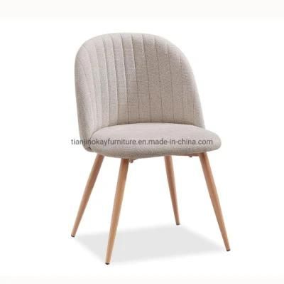 2022 China Factory Hot Sale Fabric Dining Chair with Wood Transferred Legs