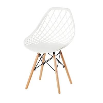 Plastic Mesh Chair Nordic Solid Wood Stool Dining Chair Creative Backrest Hollow Hotel Chair Wholesale