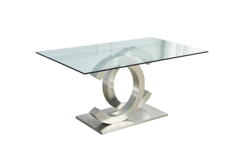 Home Furniture Factory Price Glass Table Top Dining Tables Set Metal Dining Tables for Sale