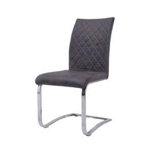 New Technology Upholstered Fabric Modern Style Chrome Legs Dining Chair