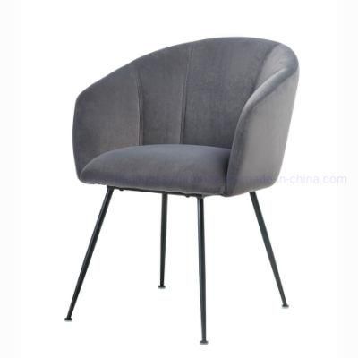 Wholesale Design Room Furniture Nordic Velvet Modern Dining Chairs with Metal Legs Black Gold