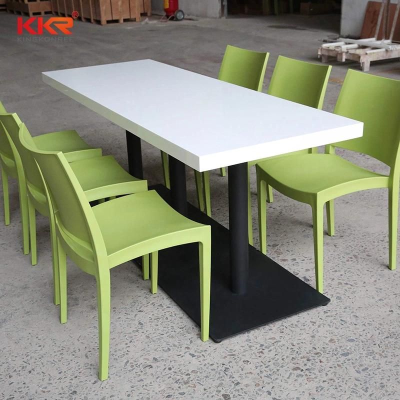 Restaurant Furniture Super White Square Marble Table Tops Solid Surface Stone Glossy Surface Table