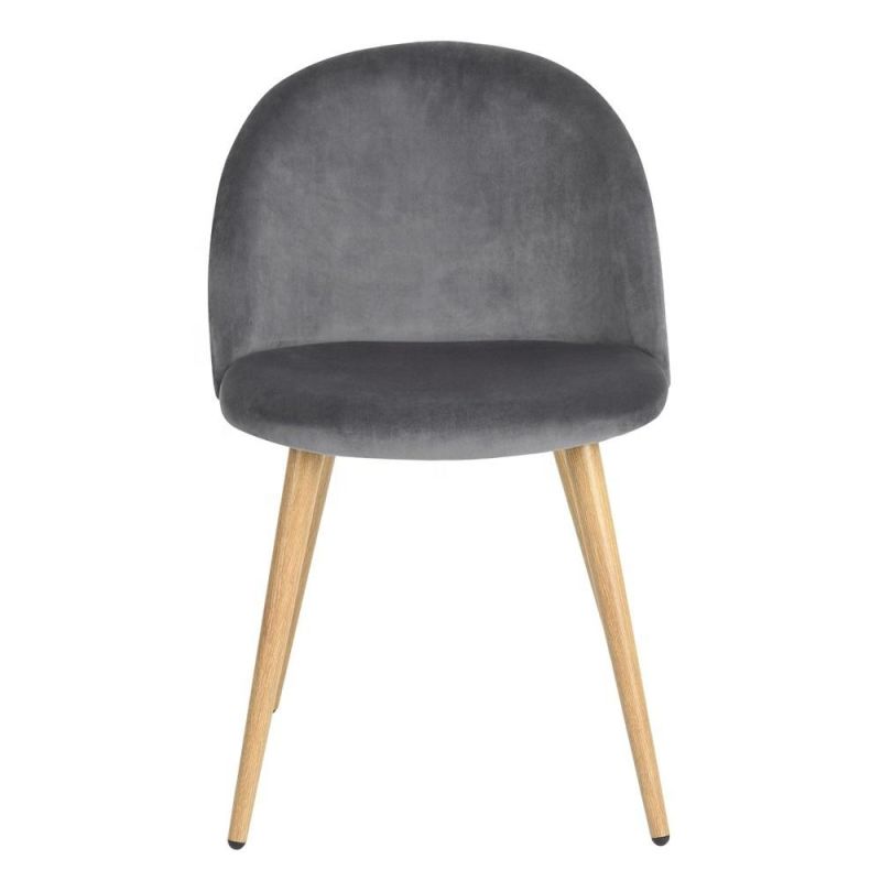 Hot Sale Popular Grey Velvet Upholstered Metal Dining Chair Modern for Living Room