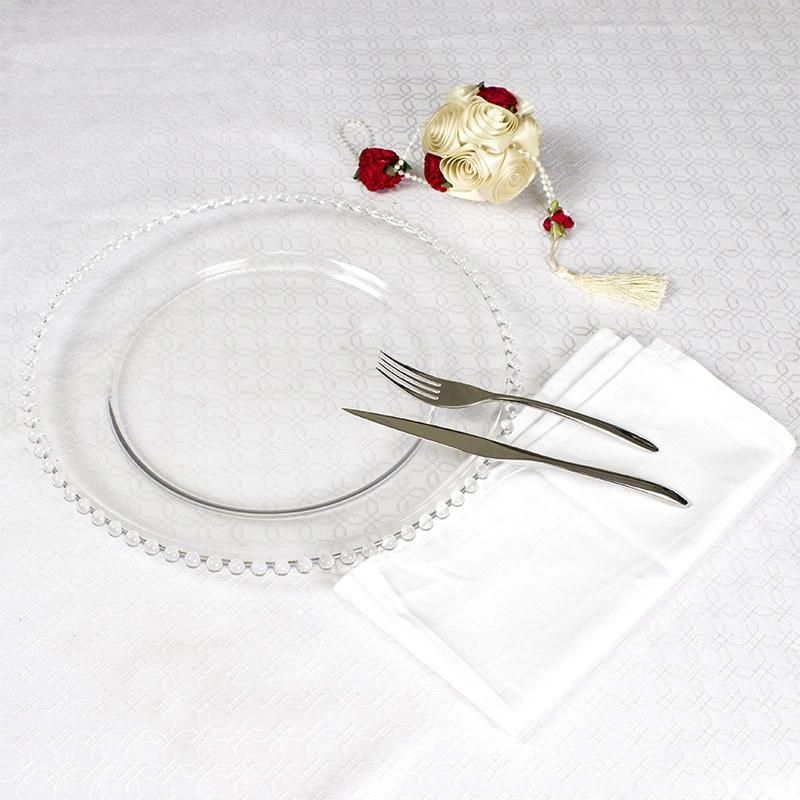 Clear Transparent Crystal Gold Silver Edge Glass Food Plate for Wedding