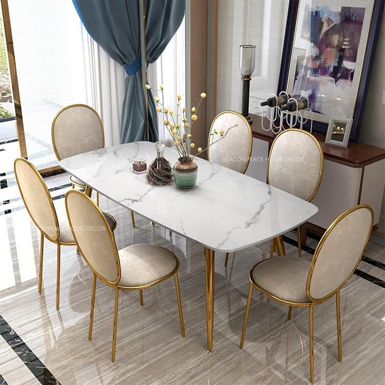 Marble Dining Table with Polished Frame and Legs Restaurant Furniture