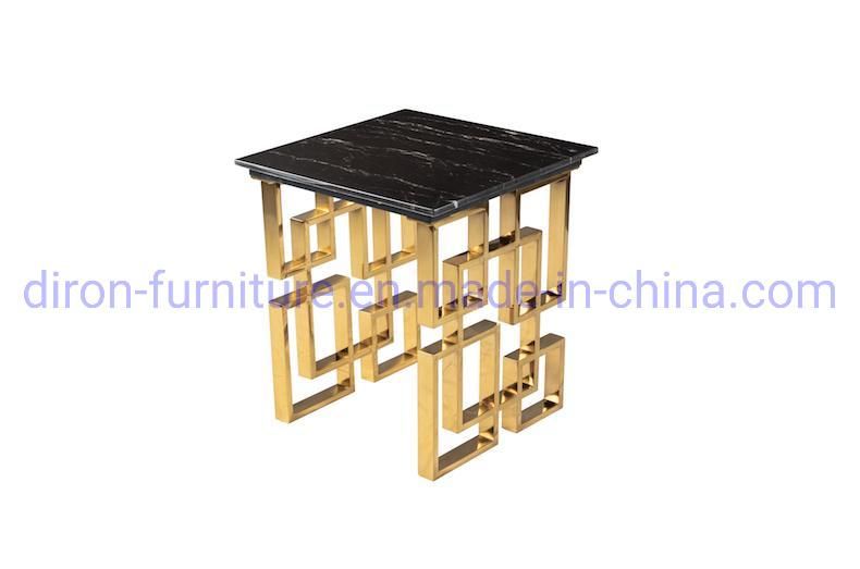 Foshan Furniture Stainless Steel Rectangle Tempered Black Dining Table