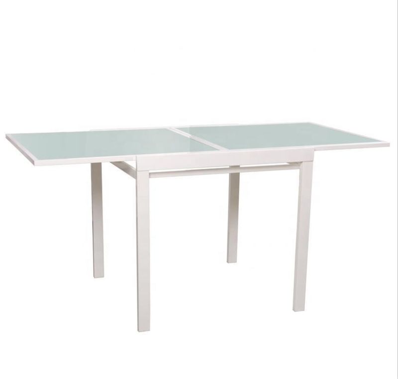 Folding Extension Dining Table with Glass Top