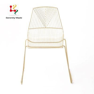 Anti-Rust Galvanized Metal Wire Cafe Furniture Stackable Dining Chair