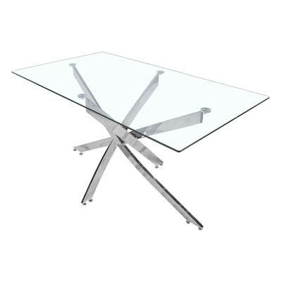 Modern 8 mm Tempering Glass Dining Table for Hotel and Restaurant