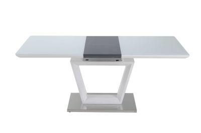 Modern Marble White and Gray Dining Table with Pull-out Table