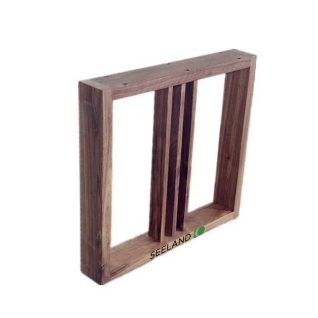 Walnut Solid Wooden Table Base Legs / Metal Table Legs, Metal Table Frame, Dining Table Base