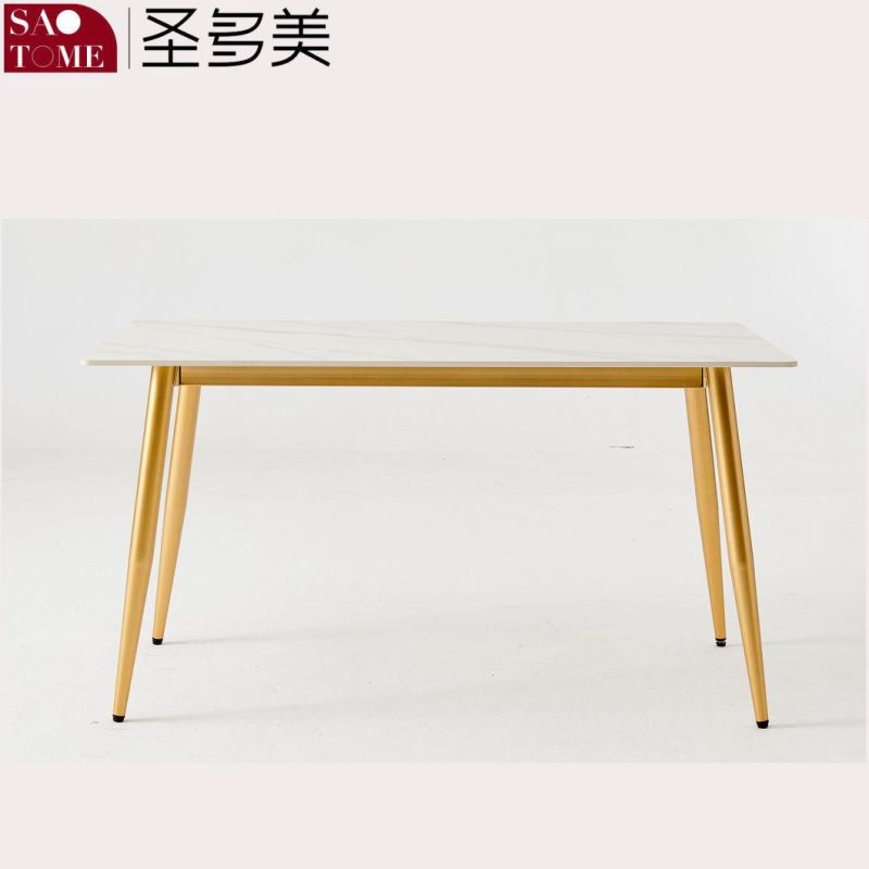 Modern Rock Board Furniture Gold Foot Net Red Dining Table