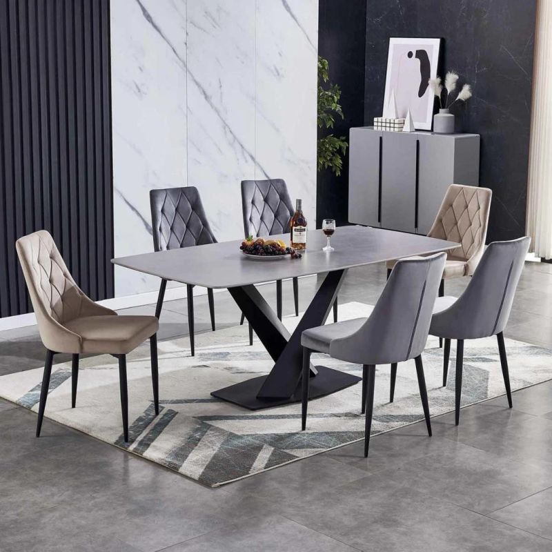 Modern Extendable Round Ceramic Dining Table Set with Martha Grey Marble Tabletop Solid Ash Wood Frame