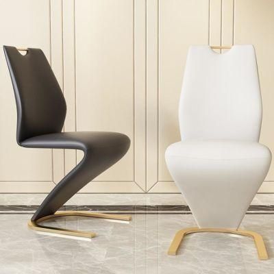 Modern Style PU Leather Stainless Steel Dining Chair Z Shape