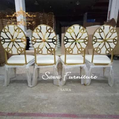 Wholesale Banquet Hotel Furniture Rose Golden Dining Stainless Steel Chair