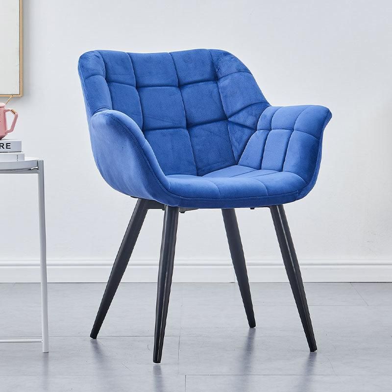 Dining Room Furniture Nordic Black Leg Restaurant Chair Upholstery Arm Fabric Modern Blue Velvet Dining Chairs