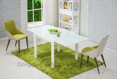 Modern Factory Extension White Glass Metal Dining Table Furniture