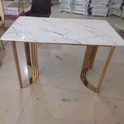 Nordic Small Apartment Simple and Light Luxury Style Marble Dining Table Iron Dining Table with Good Quality