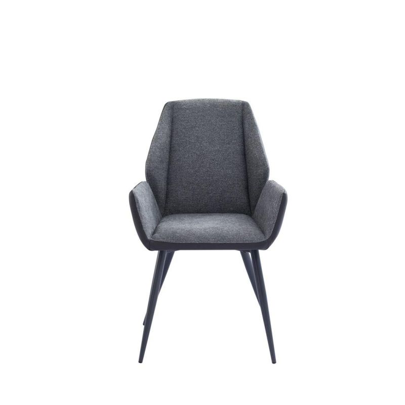 Modern Grey Fabric+PU Design Dining Chair with Dark Grey Four Legs