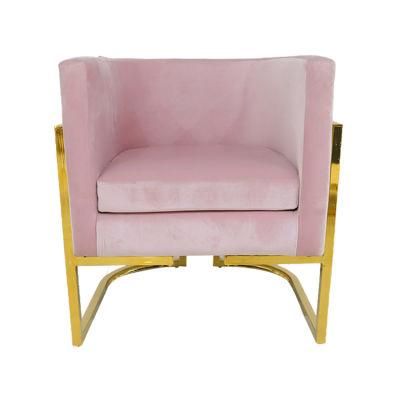 Factory Direct Chromed Stainless Steel Dining Chair Pink Velvet Dining Chair