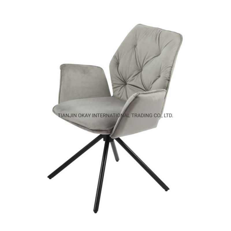 Free Sample Wholesale Design Room Furniture Nordic Velvet Modern Luxury Dining Chairs with Metal Legs