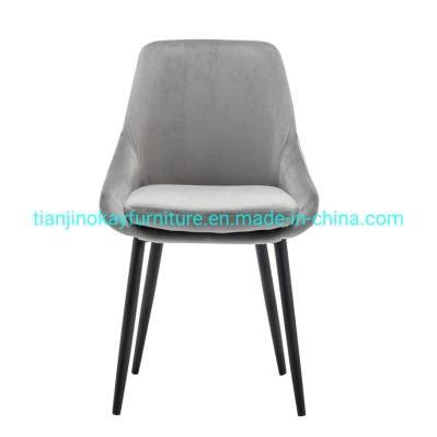 Fashionable Velvet Chrome Dining Chairs with Chromed Legs