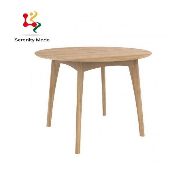 Modern Coffee Shop Use Round Wooden Frame Dining Table