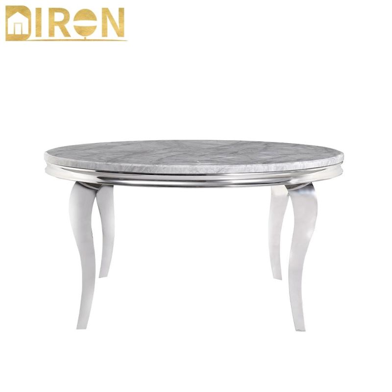 New Design Household Stainless Steel Base Marble Top Dining Table