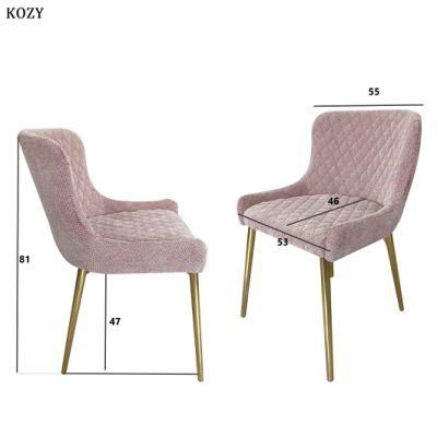 UK Style Decoration Velvet Dining Chair Stainless Steel Golden Dining Room Chair