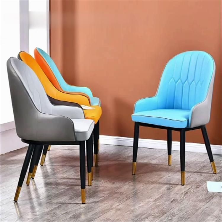 Dining Room Furniture European Dining Chair Cheap Metal Legs Leather Upholstered Dining Chairs Modern