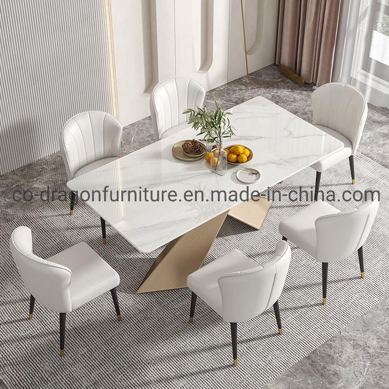 Stainless Steel Dining Table with Marble Top for Modern Furniture