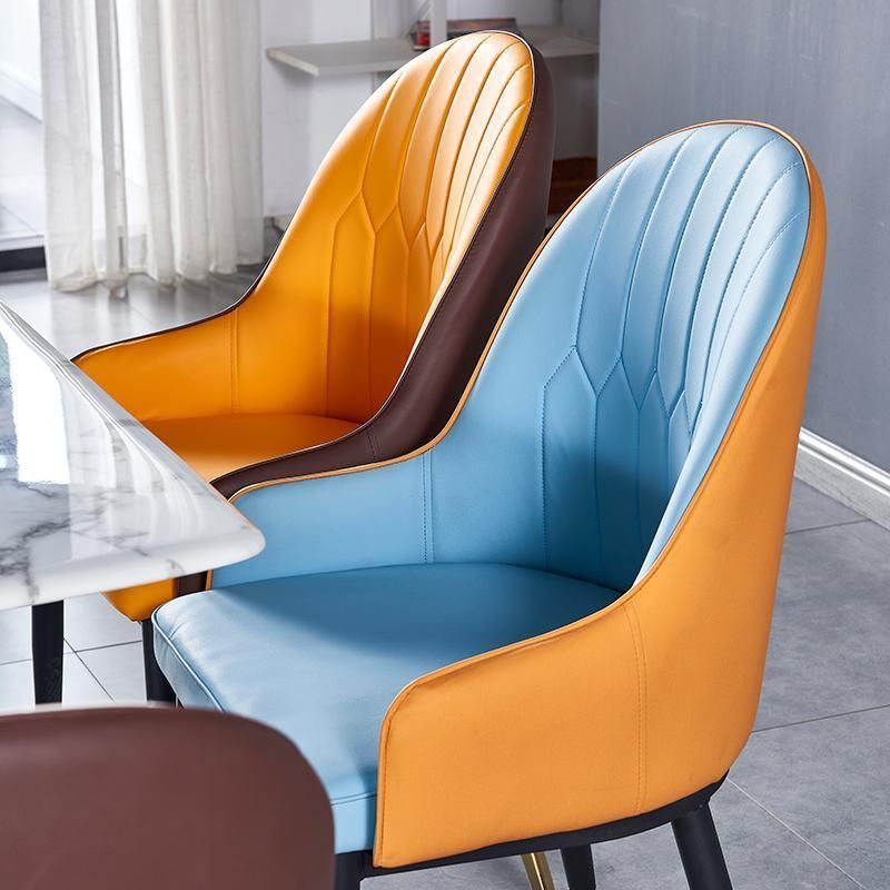 Luxury Hotel Rrmchair High Back Upholstered Seat Leather Dining Chair