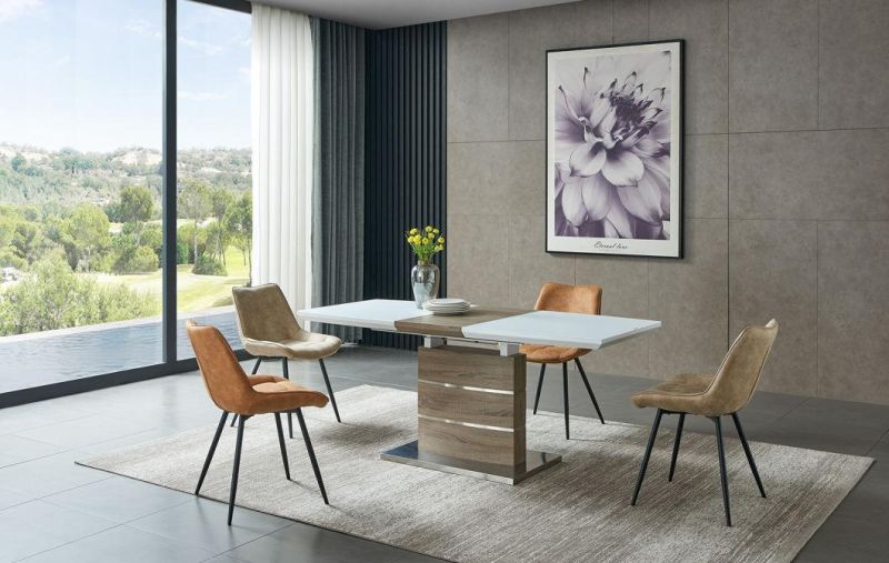 Furniture Modern Design Restaurant Leisure Fabric Dining Room Chair Dining Chair with Metal Wood Color Legs