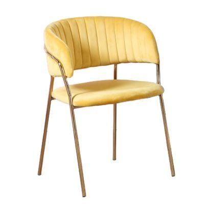 Flanne Velvet Gold Chrome Chair Hotel Luxury Dining Chair