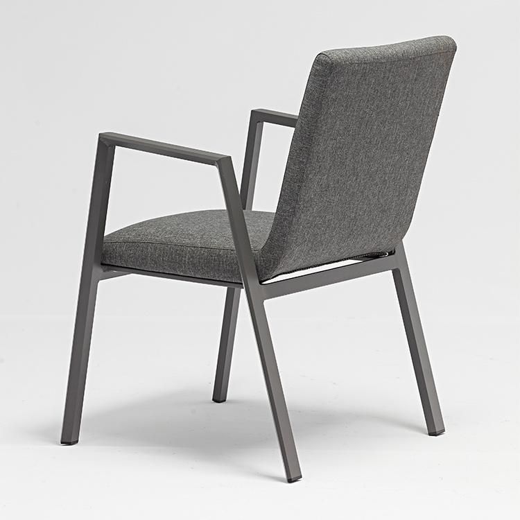 Outdoor Europe Type Modern Metal and Light Grey Fabric Chair for Dining