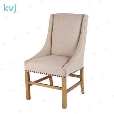 Kvj-7125 Durable Beige Strong Fabric Wooden Dining Chair