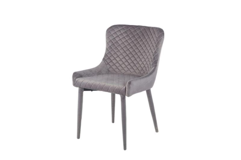 Top Quality Nordic Restaurant Velvet Upholstered Dining Chair with Metal Legs