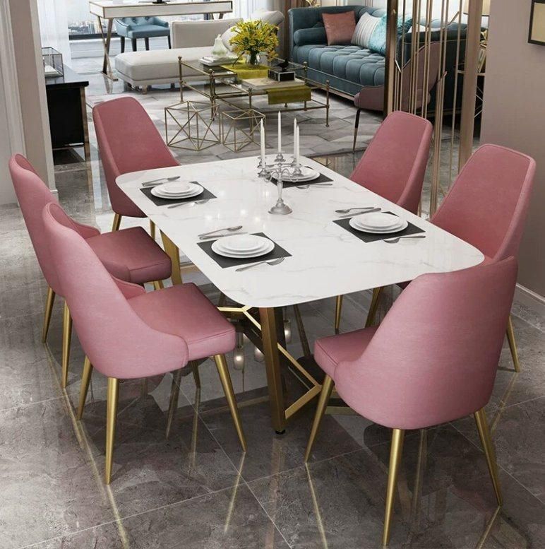 Factory Direct New Style Luxury Golden Furniture Table Sets Marble Dining Table