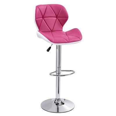 High Quality PU Leather Chromed Armrest Metal Frame Swivel Bar Chair