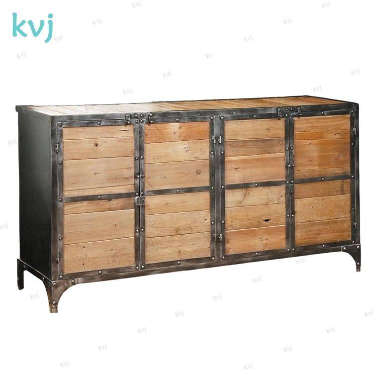 Kvj-7319 Antique Industrial Solid Wood Cabinet