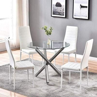 New Style Wholesale Complete Set of Dining Table and Chair Modern Minimalist Glass Dining Table Set