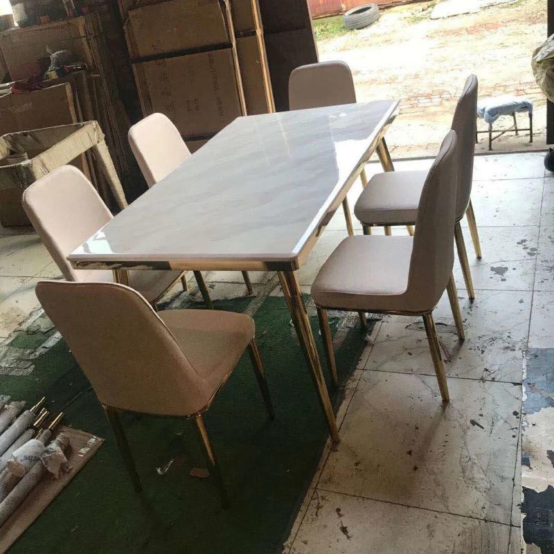 Modern Casual Household Marble Dining Table with Chairs