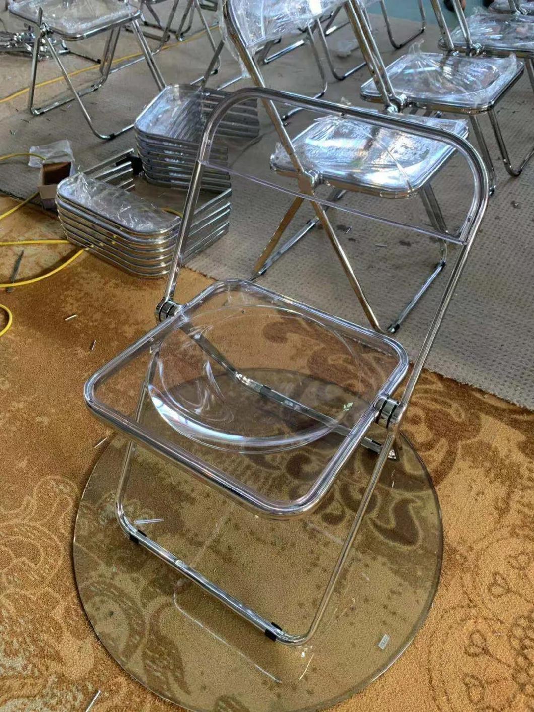 Transparent Clear Crystal Acrylic Foldable Metal Dining Chairs