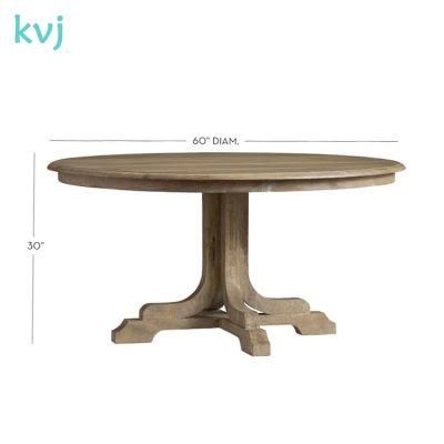 Kvj-7246-1 Round Antique Vintage French Recycled Wood Dining Table