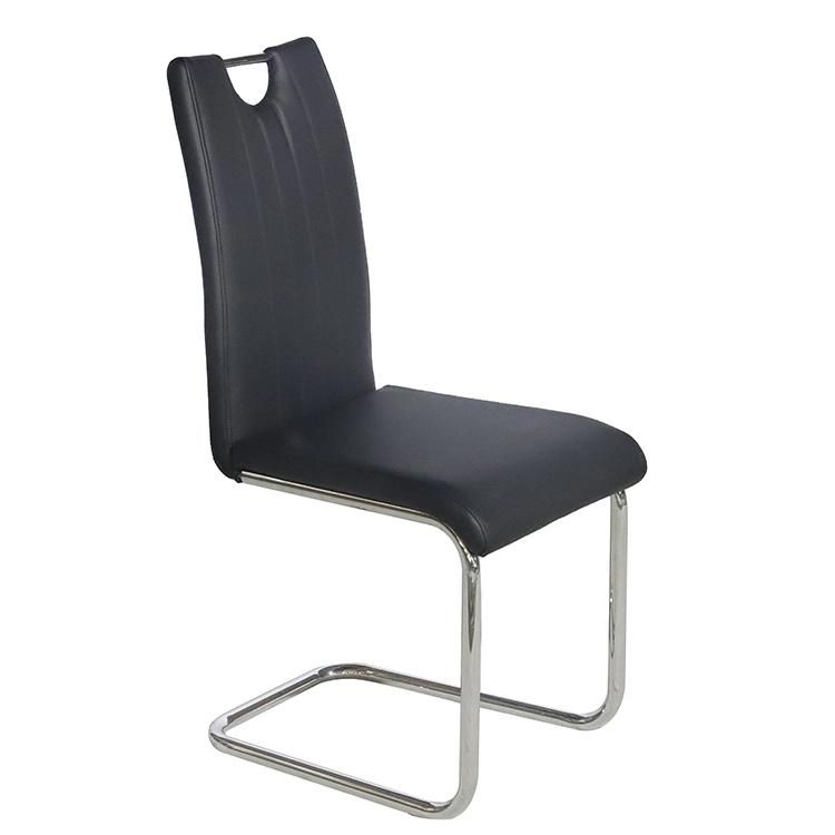 Wholesale Modern Home Dinner Furmiture Metal Legs PU Leather Bow Shape Dining Chair