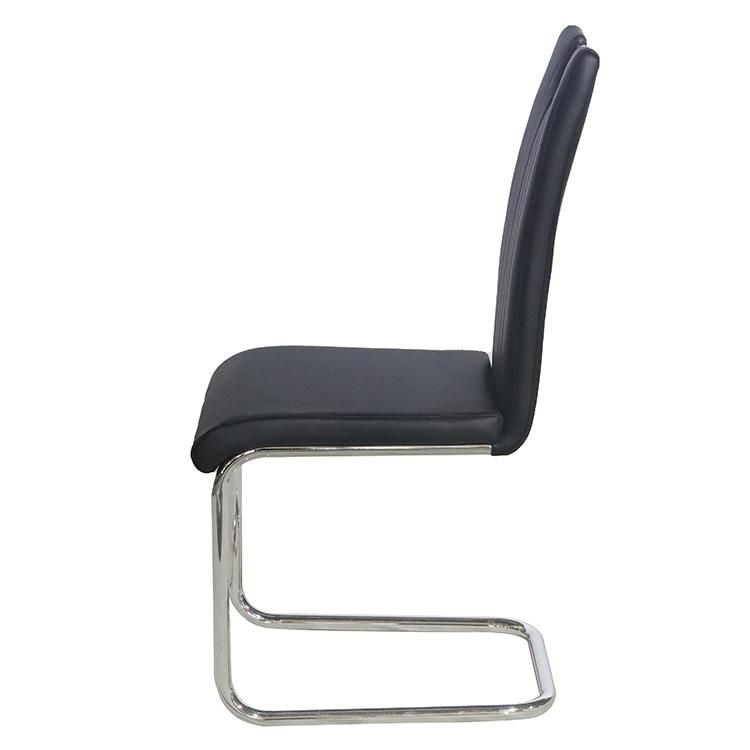 Wholesale Cheap High Quality PU Leather Bow Dining Chair with Iron Leg Electroplating